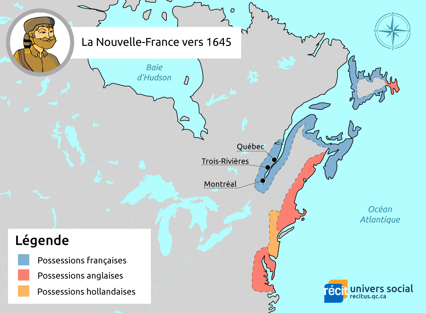 Sociétés et Territoires - Lire l'organisation - La Nouvelle-France - La  Nouvelle-France vers 1745